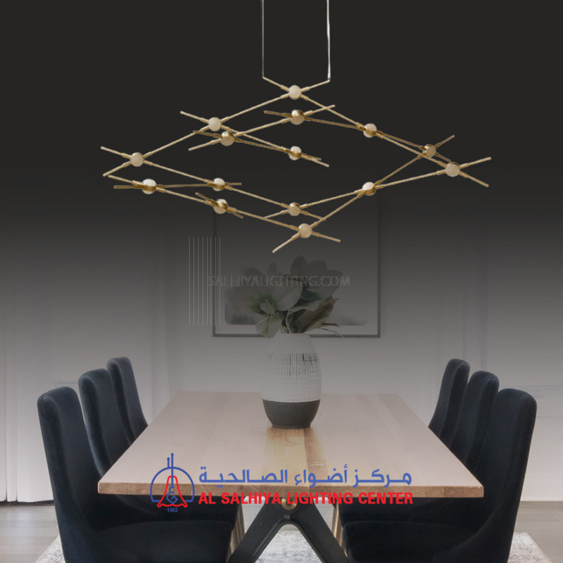 

Salhiya Lighting Modern 3000K 15 LED Stick Pendant Lights, 51W, Brush Gold