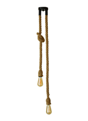 Salhiya Lighting Veronica Suspension Indoor Hanging Pendant Light, E27 Bulb Type, Retro Style, Double Hemp Rope, Brown