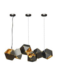 Salhiya Lighting Modern Glass Ceiling Pendant Light, E14 Bulb Type, 6 Bulbs, D170327, Black/Gold