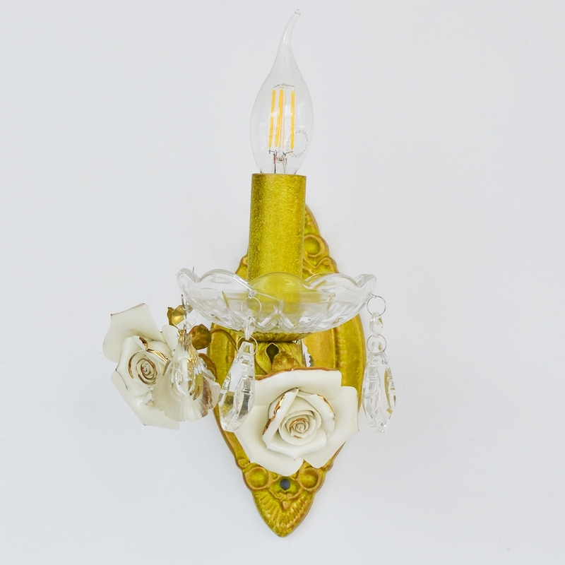 Salhiya Lighting Indoor Flower Candle Wall Light, E14 Bulb Type, 1 Arm, W0895, Gold
