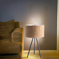 Salhiya Lighting Modern Sleek Tripod Lauraine Table Lamp, Matte Black/Cork