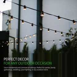 Salhiya Lighting 11.5-Meter Single Filament Belt Lights/Festoon Lights with Connectable Hanging Holder, E14 Bulb Type, KLE2701, Black