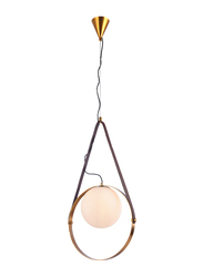 Salhiya Lighting Modern Single Opal Glass Ball Vintage Hoop Pendant Light, TP20190806C-1M, Bronze Brown