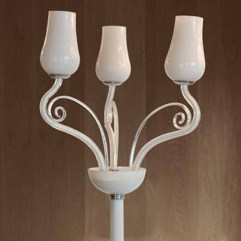 Salhiya Lighting 3xE14 Glass Stand Floor Lamp, ML13009001, White