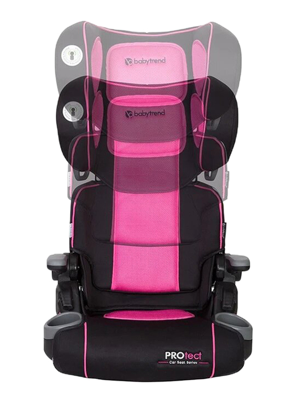 Baby Trend Protect Series Yumi Folding Booster Car Seat for Girl, Ophelia, Pink/Black