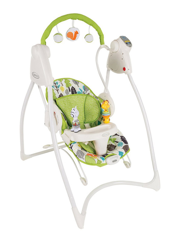 Graco N Bounce Baby Swing with Music, Bear Trail, White/Green