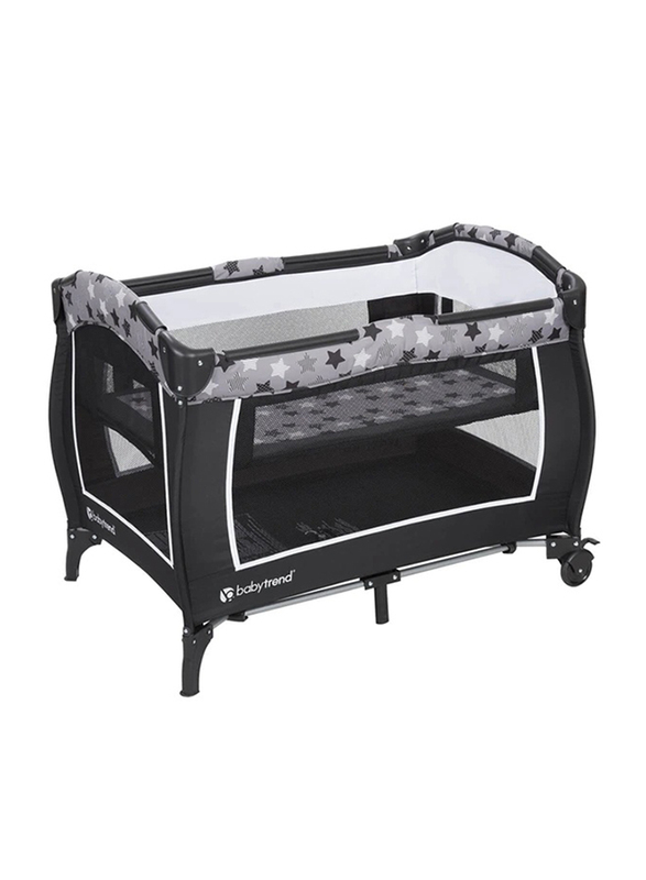 Baby Trend Trend-E Nursery Center Play Yard with Bassinet, Rising Star, Grey/Black