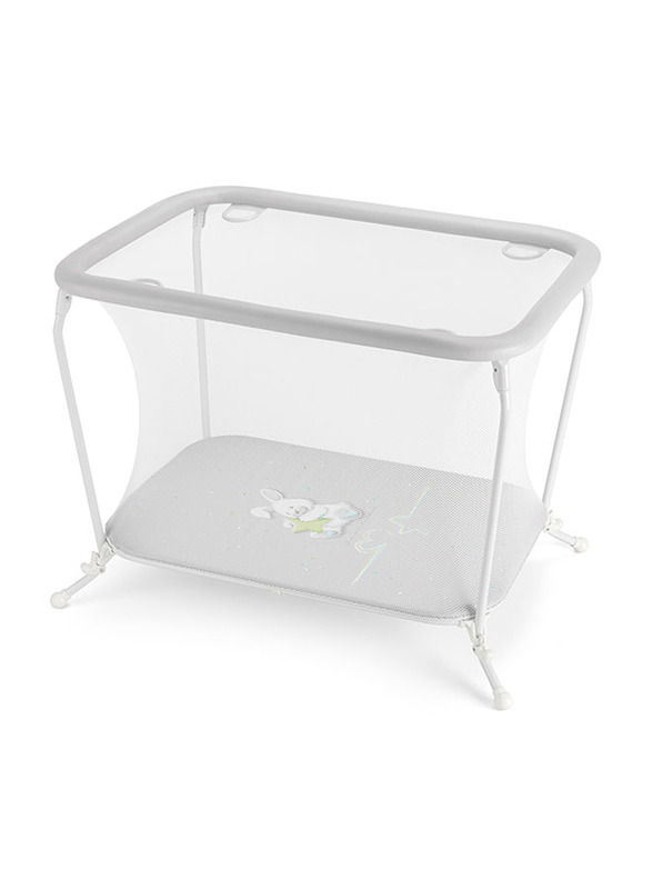 Cam Lusso Box Playpen with Playing Carpet, Rabbit, Grey