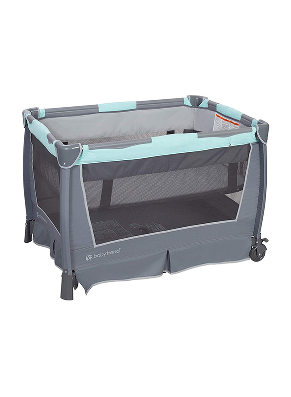 Baby Trend Retreat Nursery Center Play Yard with Bassinet, Hint of Mint, Mint/Black