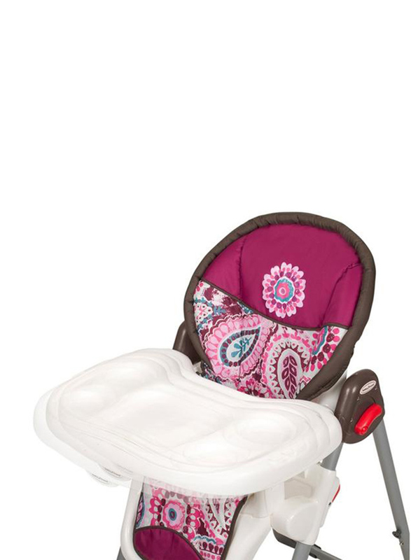 Baby Trend Sit Right High Baby Chair, Paisley, Maroon/White
