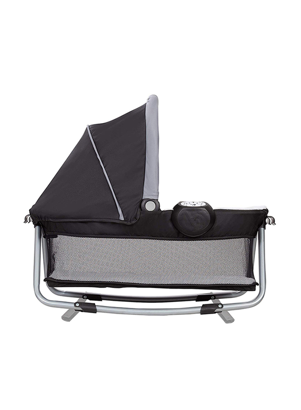 Baby Trend Retreat Twins Nursery Center Play Yard with Bassinet, Quarry, Black/Grey