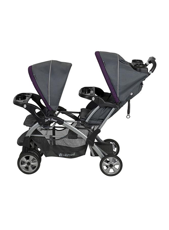 Baby Trend Sit N Stand Double Baby Stroller, Elixer, Purple/Grey