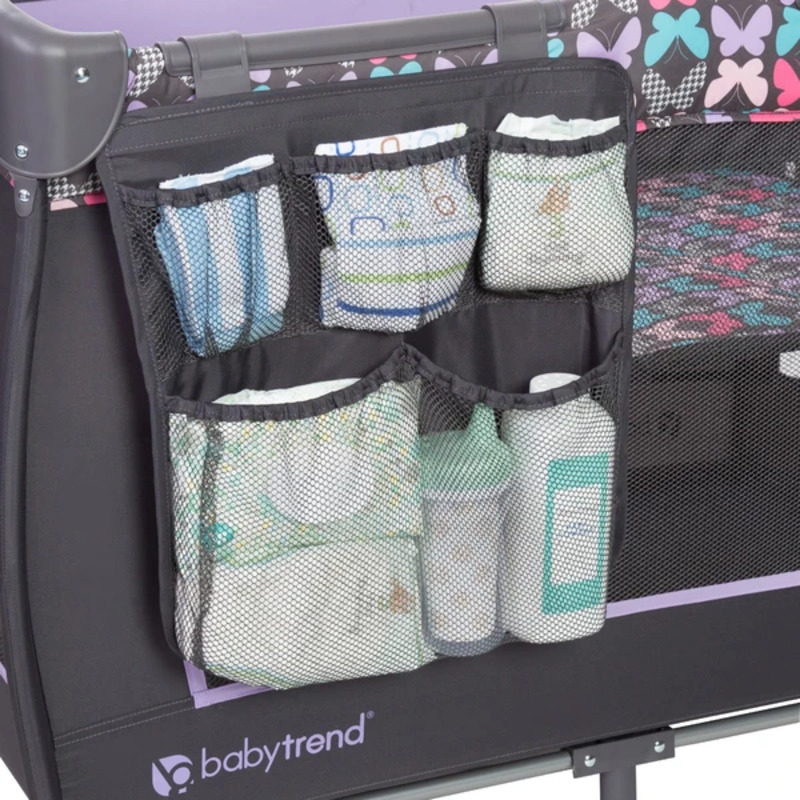 Baby Trend Trend-E Nursery Center Play Yard with Bassinet, Sophia, Purple/Black