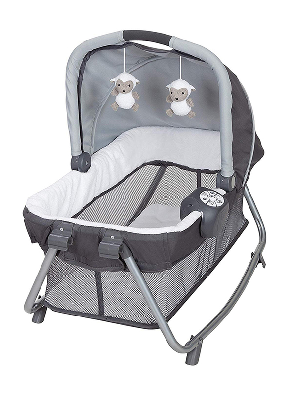 Baby Trend Retreat Nursery Center Play Yard with Bassinet, Robin, Grey/Black