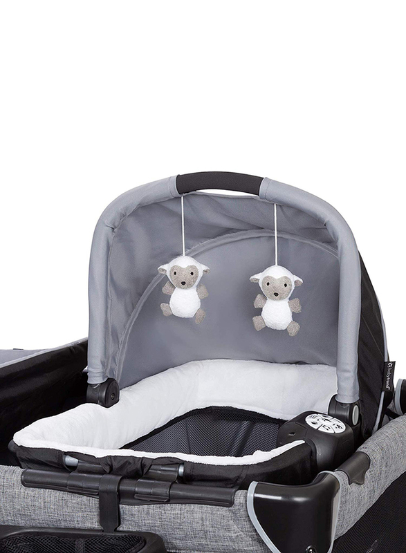 Baby Trend Retreat Twins Nursery Center Play Yard with Bassinet, Quarry, Black/Grey