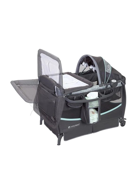 Baby Trend Deluxe II Nursery Center Play Yard with Bassinets, Ziggy, Black