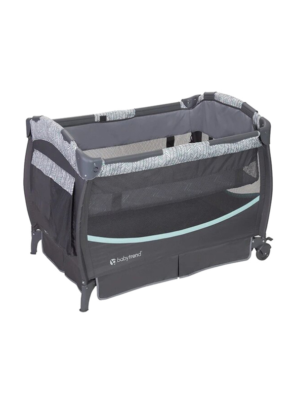 Baby Trend Deluxe II Nursery Center Play Yard with Bassinets, Ziggy, Black