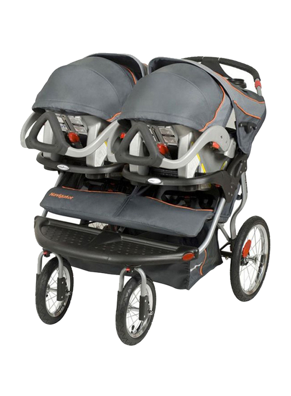 Baby Trend Navigator Double Jogger Stroller, Vanguard, Grey/Black/Orange