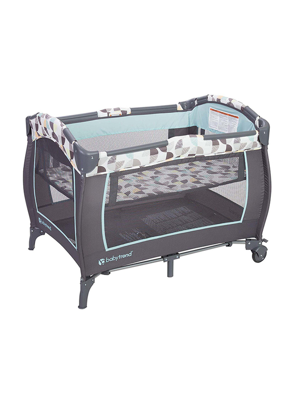 Baby Trend Trend-E Nursery Center Play Yard with Bassinet, Doodle, Green/Black