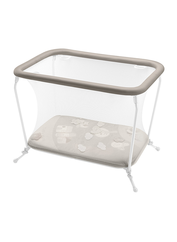 Cam Lusso Box Playpen with Playing Carpet, Teddy's World, Brown