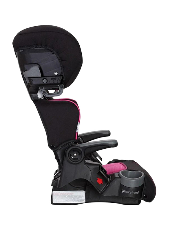 Baby Trend Protect Series Yumi Folding Booster Car Seat for Girl, Ophelia, Pink/Black