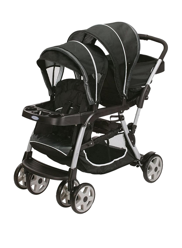 Graco Ready2Grow Click Connect LX Double Baby Stroller, Gotham, Black