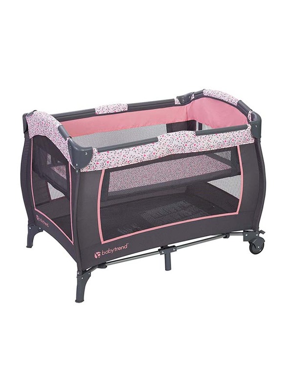 Baby Trend Trend-E Nursery Center Play Yard with Bassinet, April, Pink/Brown/Black