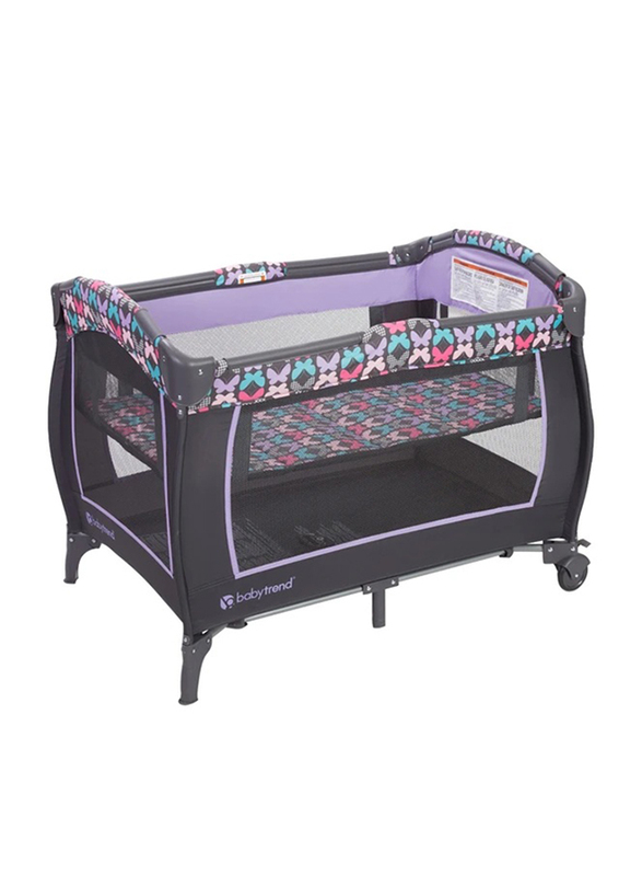 Baby Trend Trend-E Nursery Center Play Yard with Bassinet, Sophia, Purple/Black