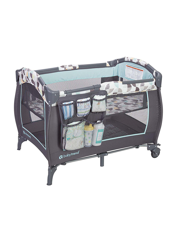 Baby Trend Trend-E Nursery Center Play Yard with Bassinet, Doodle, Green/Black