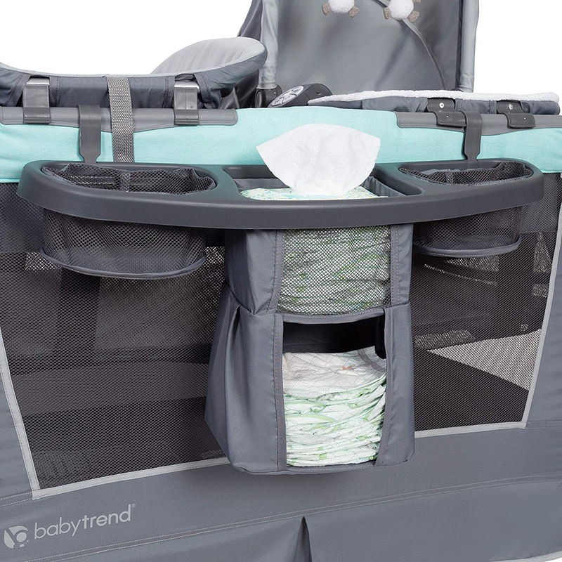 Baby Trend Retreat Nursery Center Play Yard with Bassinet, Hint of Mint, Mint/Black