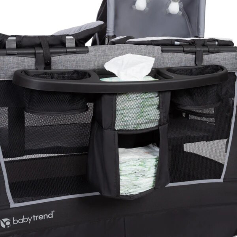 Baby Trend Simply Smart Nursery Center Play Yard with Bassinet, Whisper Grey