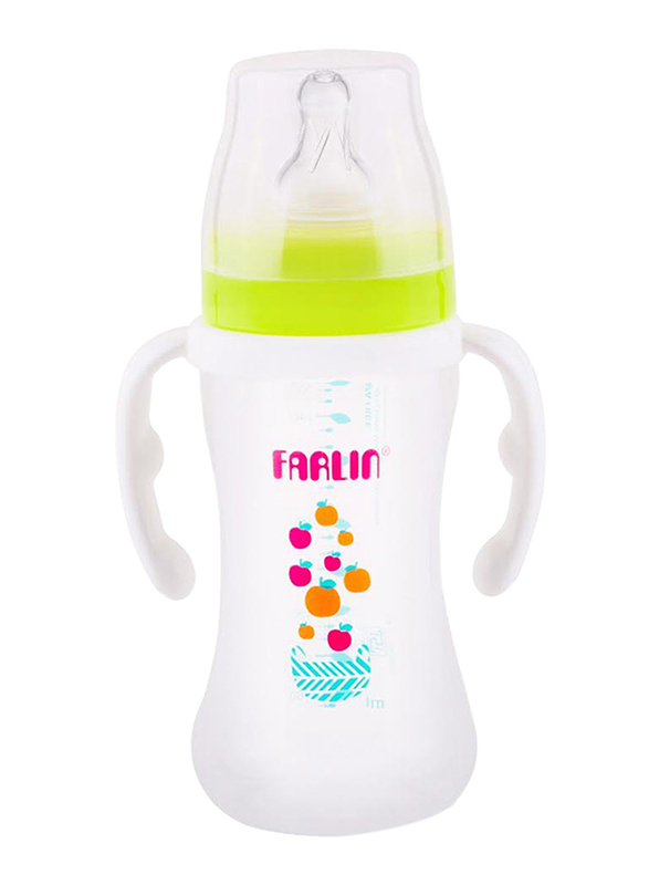 Farlin Pp Wide Baby Neck Feeder with Handle Baby Bottle, 270ml, Green/White