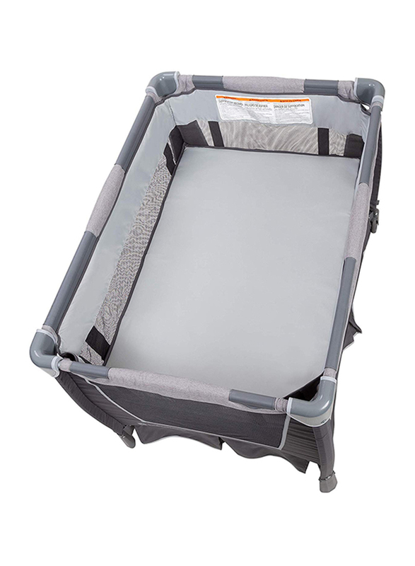 Baby Trend Retreat Nursery Center Play Yard with Bassinet, Robin, Grey/Black