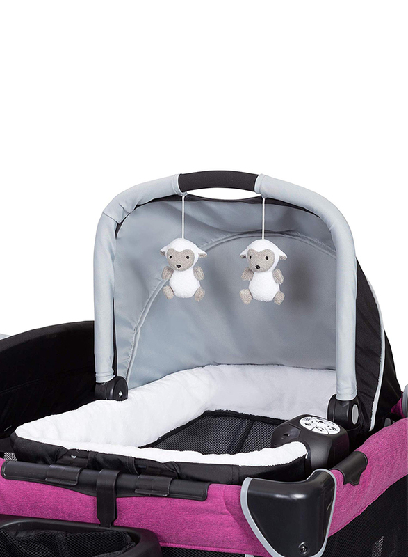 Baby Trend Retreat Nursery Center Play Yard with Bassinet, Mulberry, Pink/Black