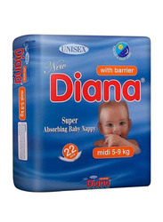 Diana Baby Diaper, Size 3, Midi, 5-9 kg, 22 Count