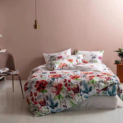 Deals For Less 6-Piece Delicate Floral Design Bedding Set, 1 Duvet Cover + 1 Flat Bedsheet + 4 Pillow Covers, White, Queen/Double