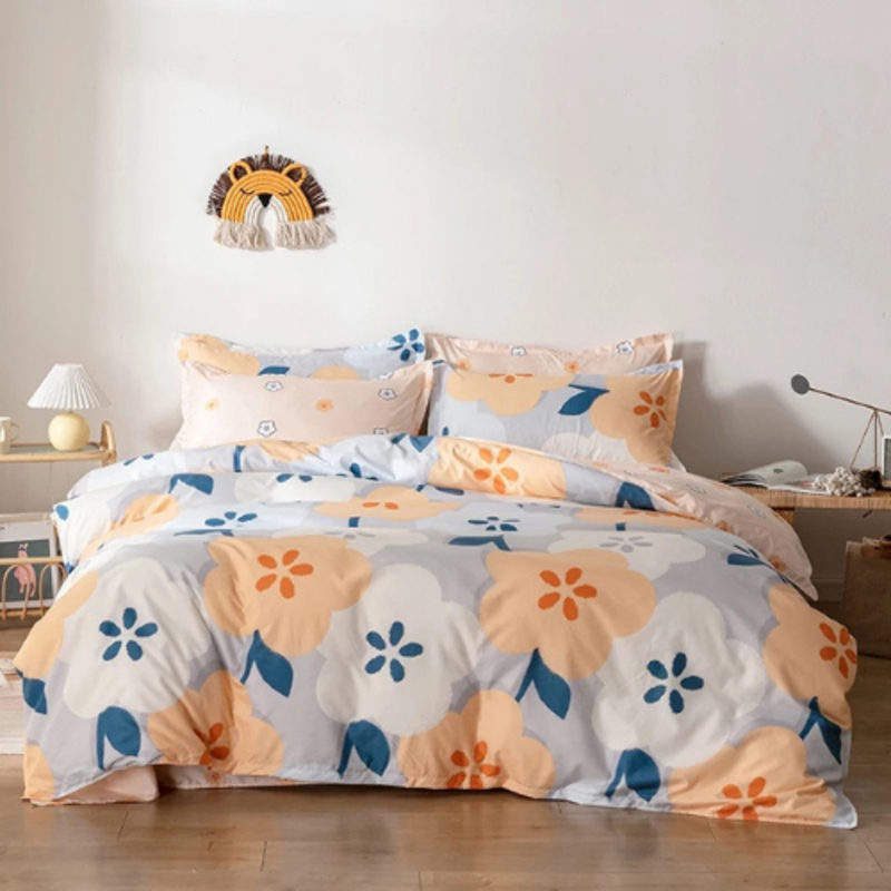 Deals For Less 6-Piece Floral Design Bedding Set, 1 Duvet Cover + 1 Flat Sheet + 4 Pillow Cases, Multicolor, Queen
