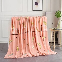 Deals for Less Banana Design Soft Fleece Blanket, Orange, Double