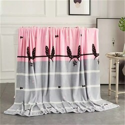 Deals for Less Ribbon Design Soft Fleece Blanket, Pink/Grey, Double
