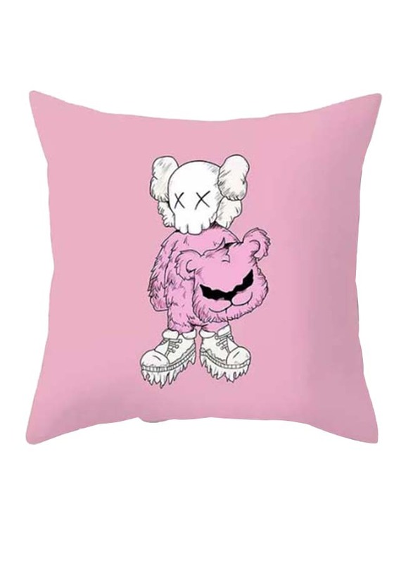 Deals for Less Bear Design Decorative Cushion Cover, Pink/White