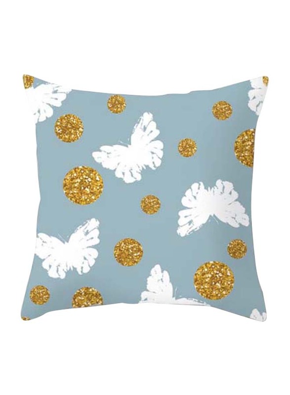 

Deals for Less Butterfly Design Decorative Cushion Cover, White/Gold/Blue