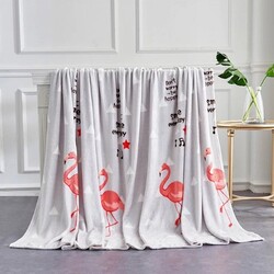 Deals for Less Flamingo Design Soft Fleece Blanket, Grey/Pink, Double