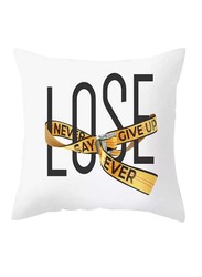 Deals for Less Lose Slogan Design Decorative Cushion Cover, White/Black/Yellow