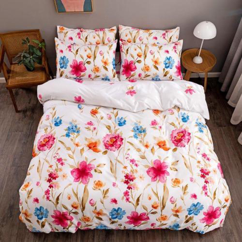 

Deals For Less Luna Home 4-Piece Flower Design Bedding Set, Without Filler, 1 Duvet Cover + 1 Fitted Sheet + 2 Pillow Cases, Single, Pink/White