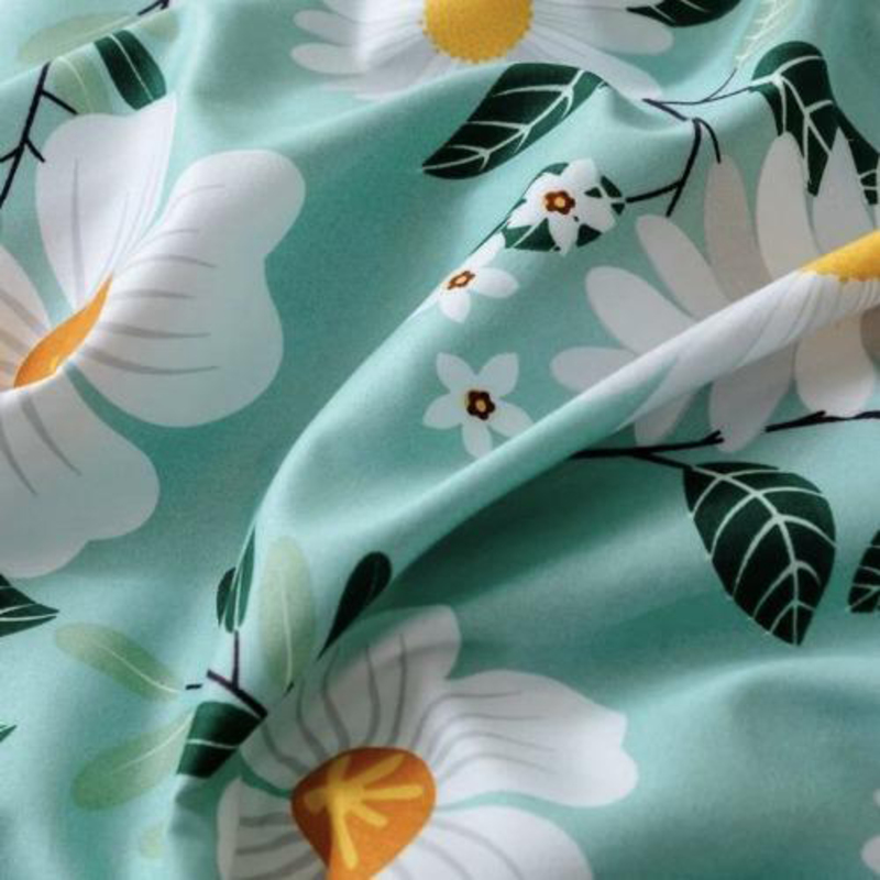 Deals For Less Luna Home 6-Piece Flower Design Bedding Set, Without Filler, 1 Duvet Cover + 1 Flat Sheet + 4 Pillow Cases, Queen/Double, Green