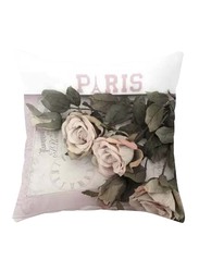 Deals for Less 3D Paris & Floral Design Decorative Cushion Cover, Pink/Green/White
