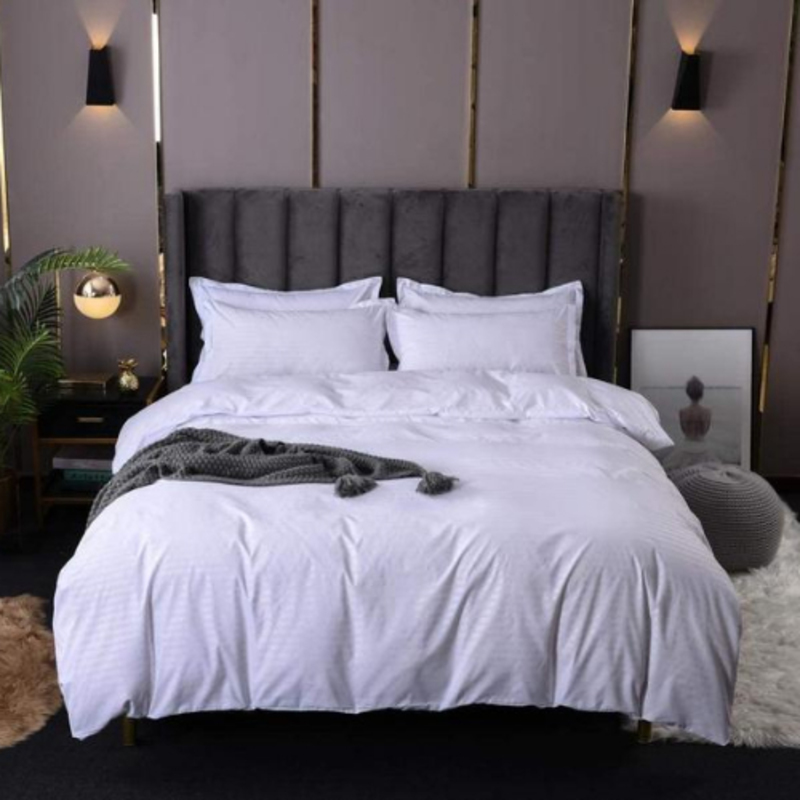Deals For Less 6-Piece Plain Bedding Set, 1 Duvet Cover + 1 Fitted Bedsheet + 4 Pillow Covers, White, King