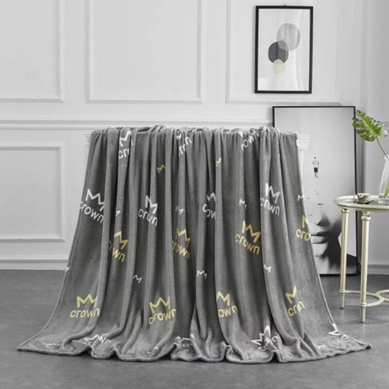 

Deals for Less Crown Design Soft Fleece Blanket, Grey, Double