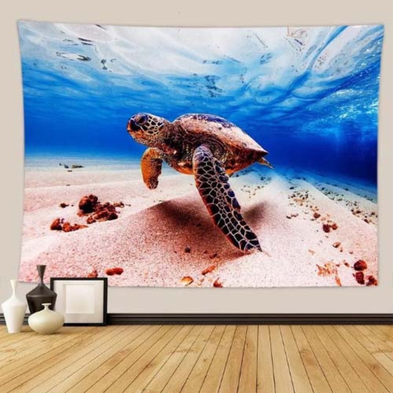 Deals for Less Turtle Design Tapestry Wall Home Decor, 150 x 150cm, Multicolour