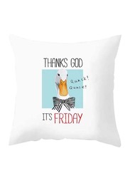 Deals for Less Thanks God Its Friday Duck Design Decorative Cushion Cover, White/Blue/Yellow